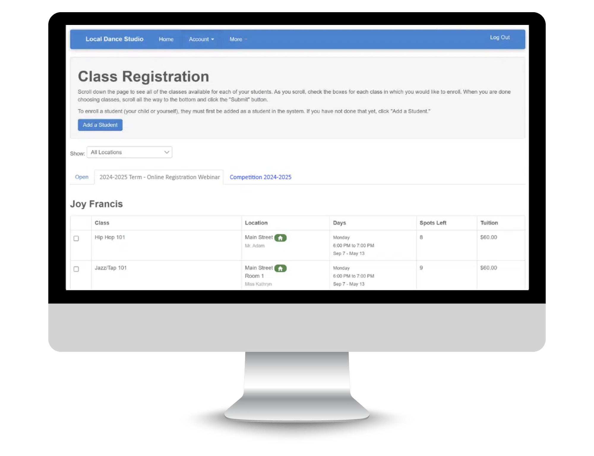 With our dance studio software designed for Australian studios, you can streamline class registration. 